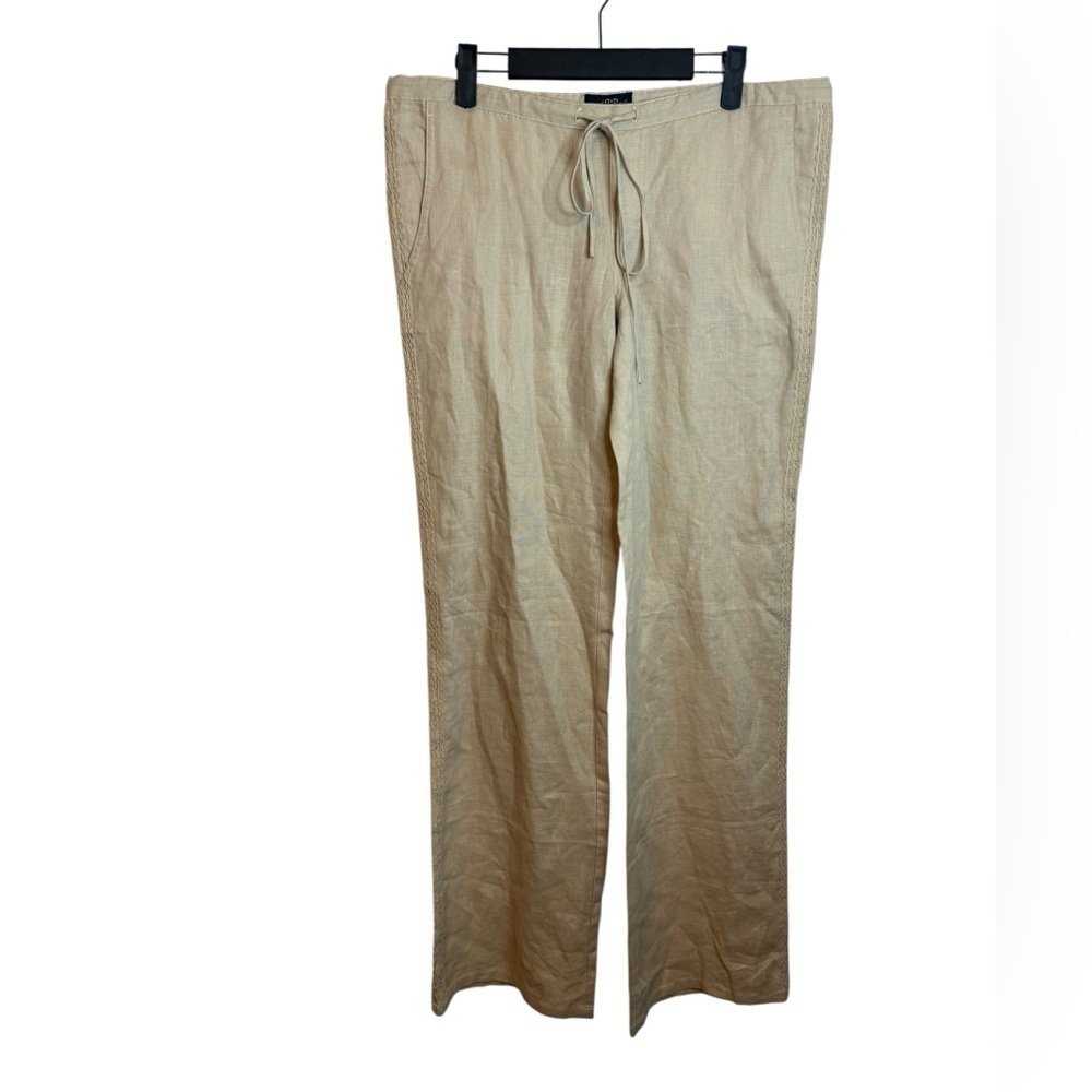 Royal Blue Tan Crochet Linen Bohemian Pants